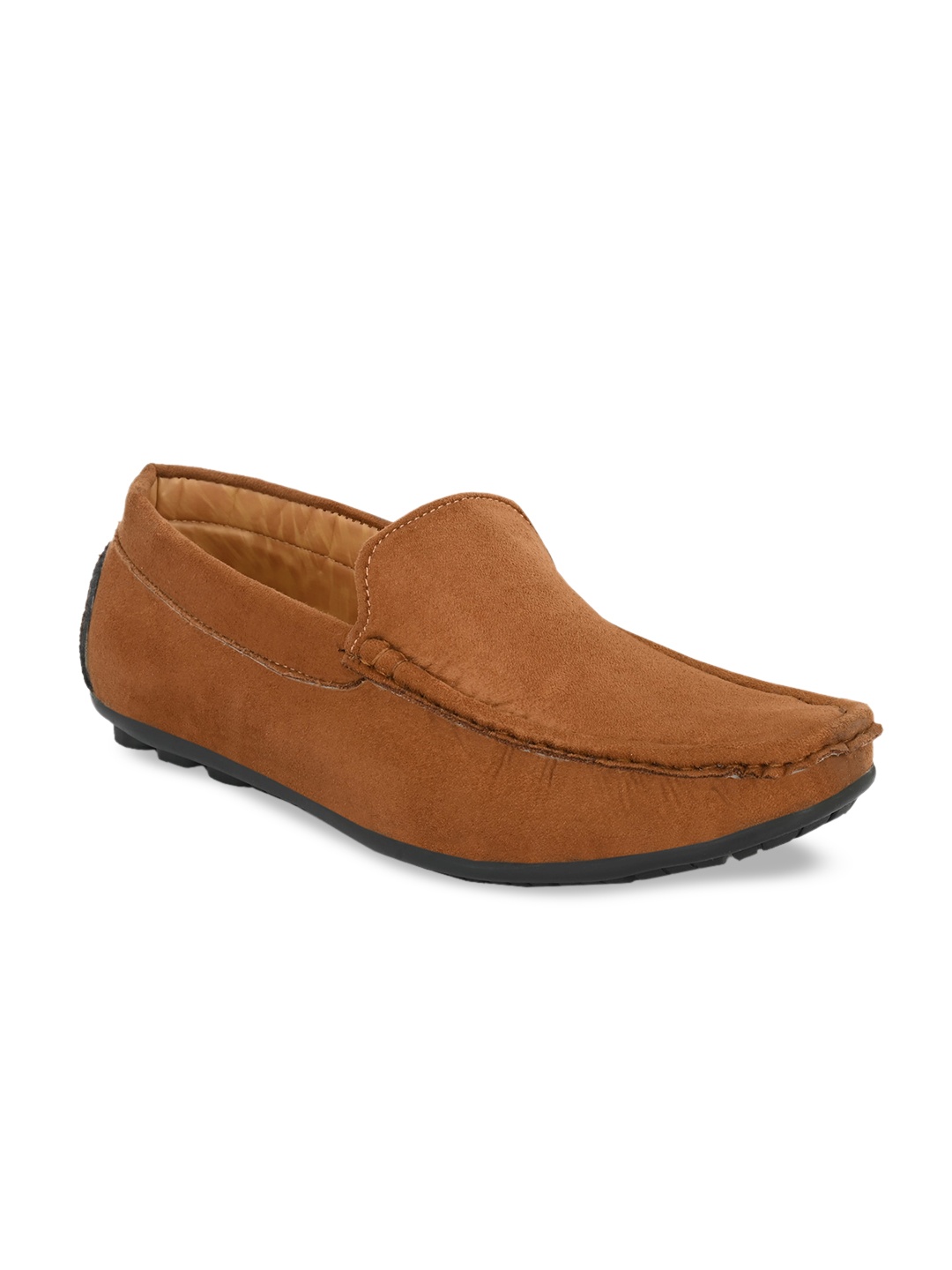 

Azzaro Black Men Camel Brown Suede Loafers