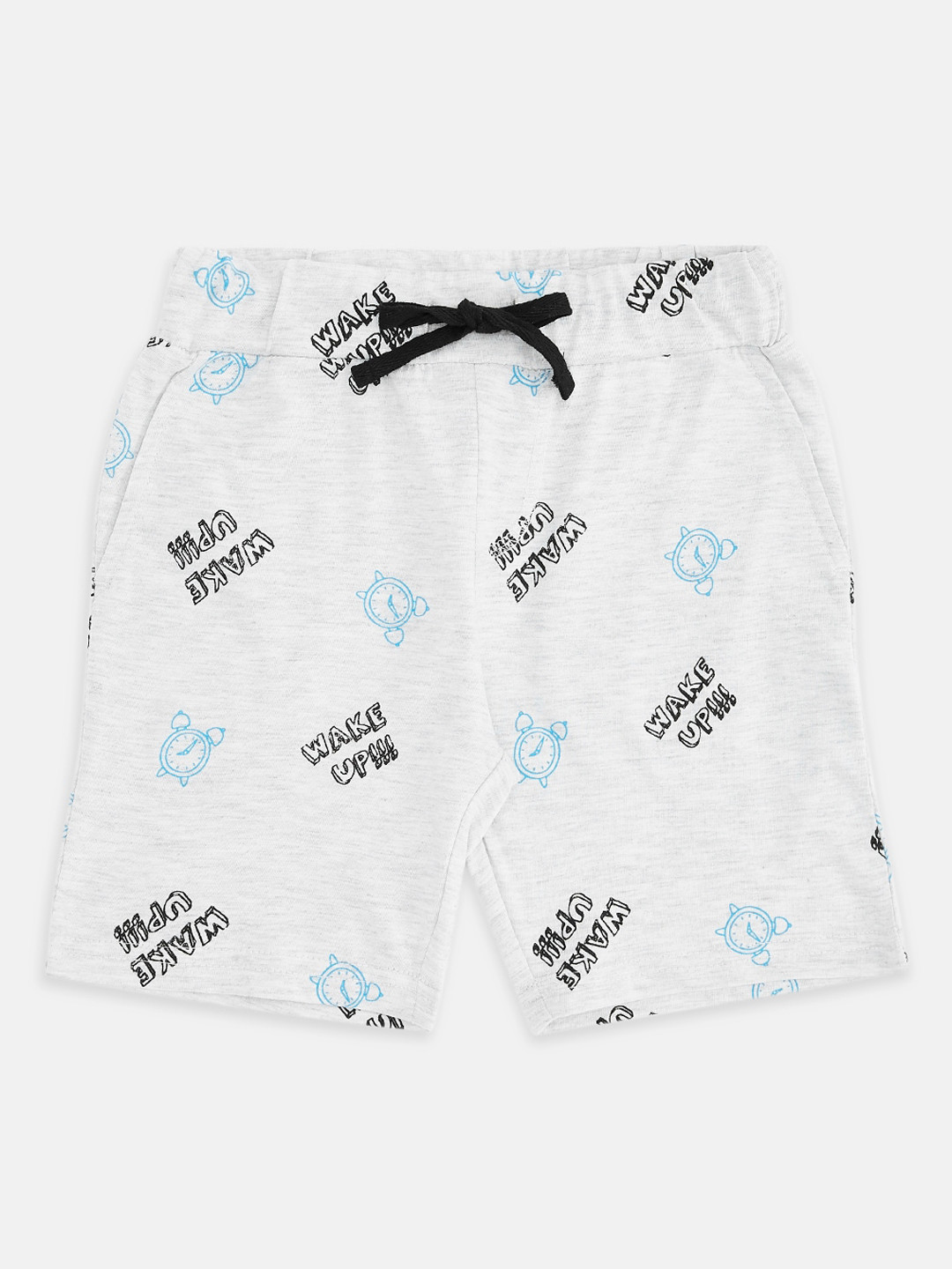 

Pantaloons Junior Boys Grey Melange Typography Printed Shorts