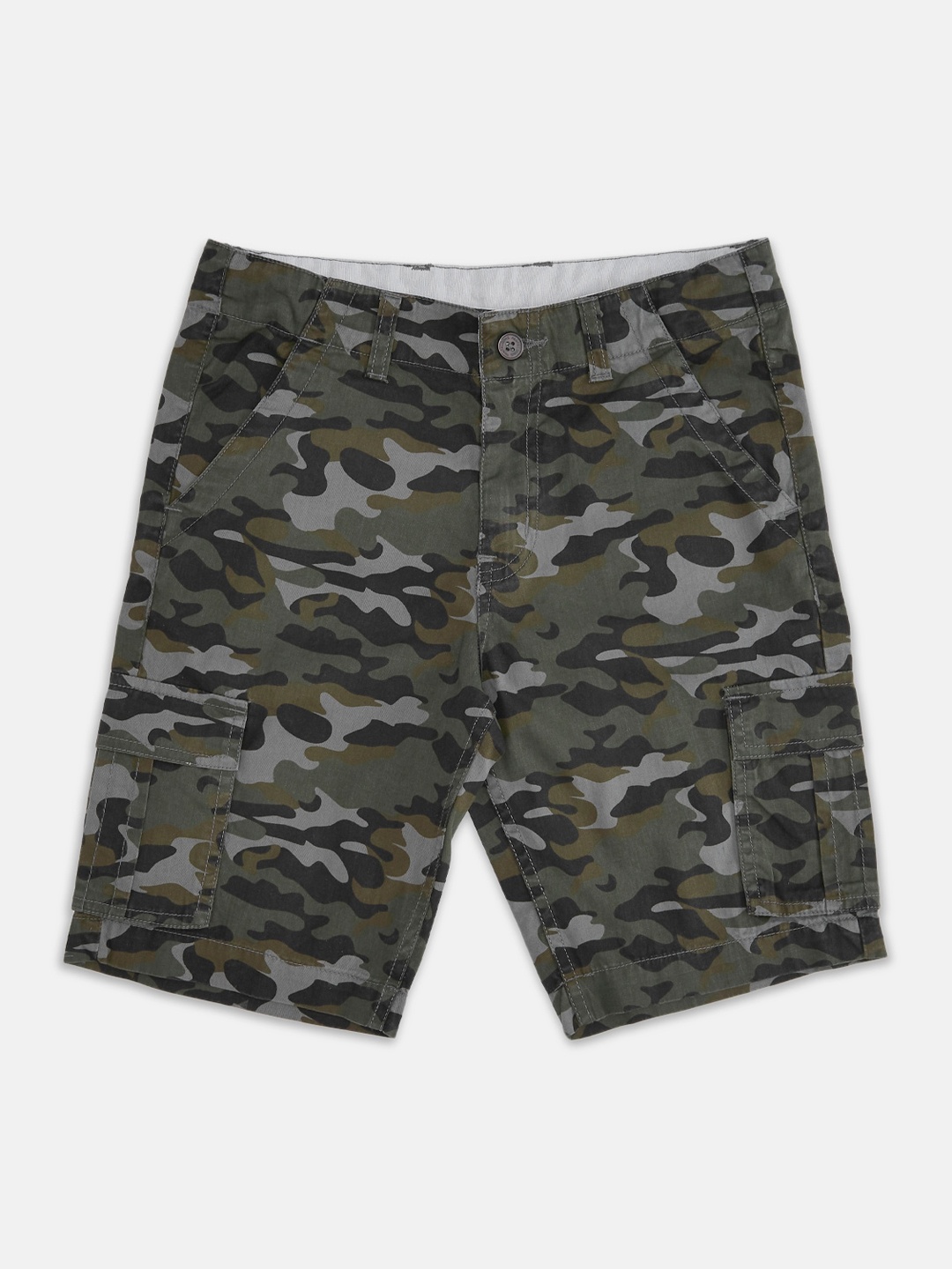 

Pantaloons Junior Boys Olive Green Camouflage Printed Cargo Shorts