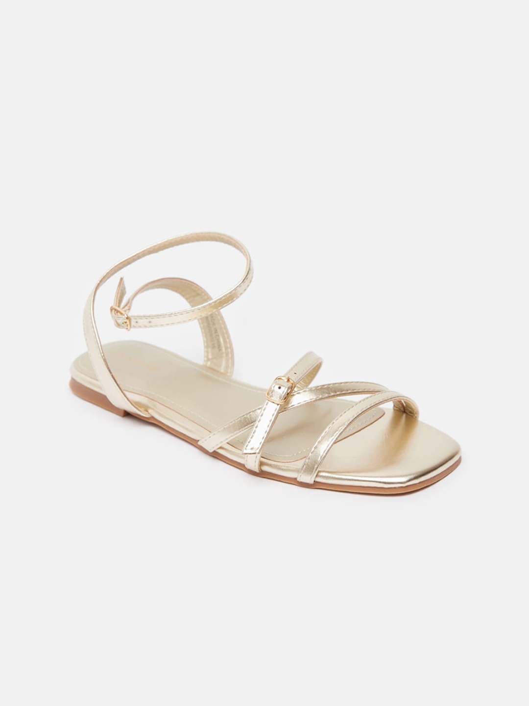 

shoexpress Women Gold-Toned Open Toe Flats