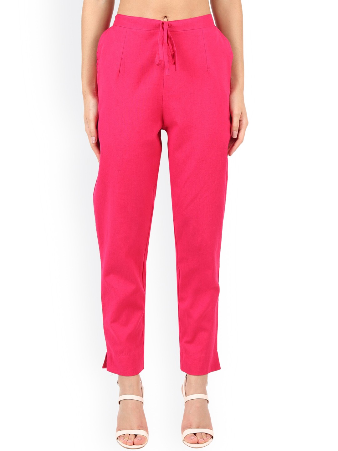 

MUFFLY Women Pink Cotton Flex Trousers