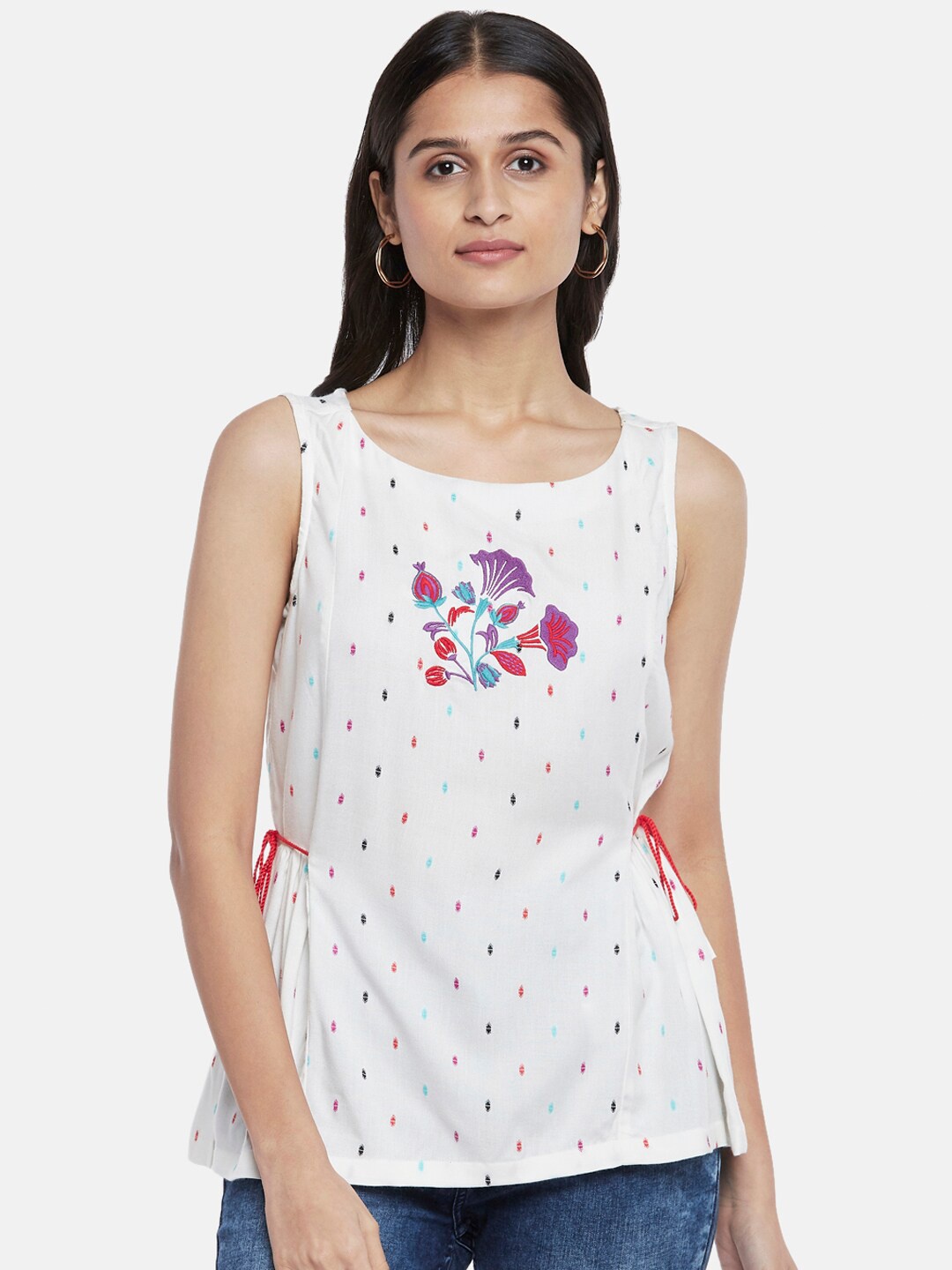 

People White Floral Print Top