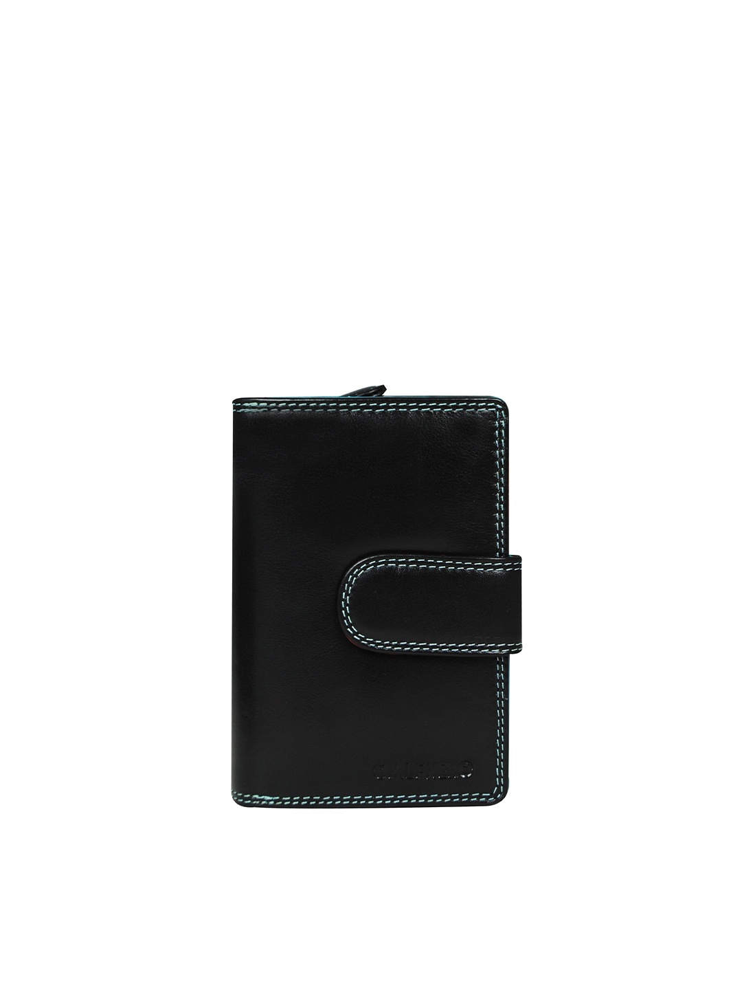 

CALFNERO Women Black Solid Leather Two Fold Wallet