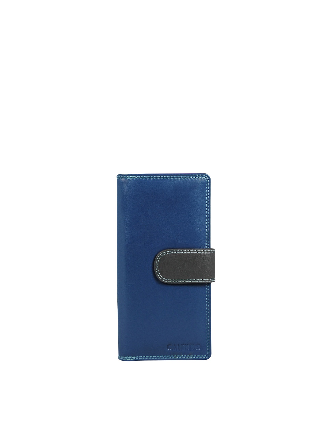 

CALFNERO Women Blue & Black Leather Two Fold Wallet