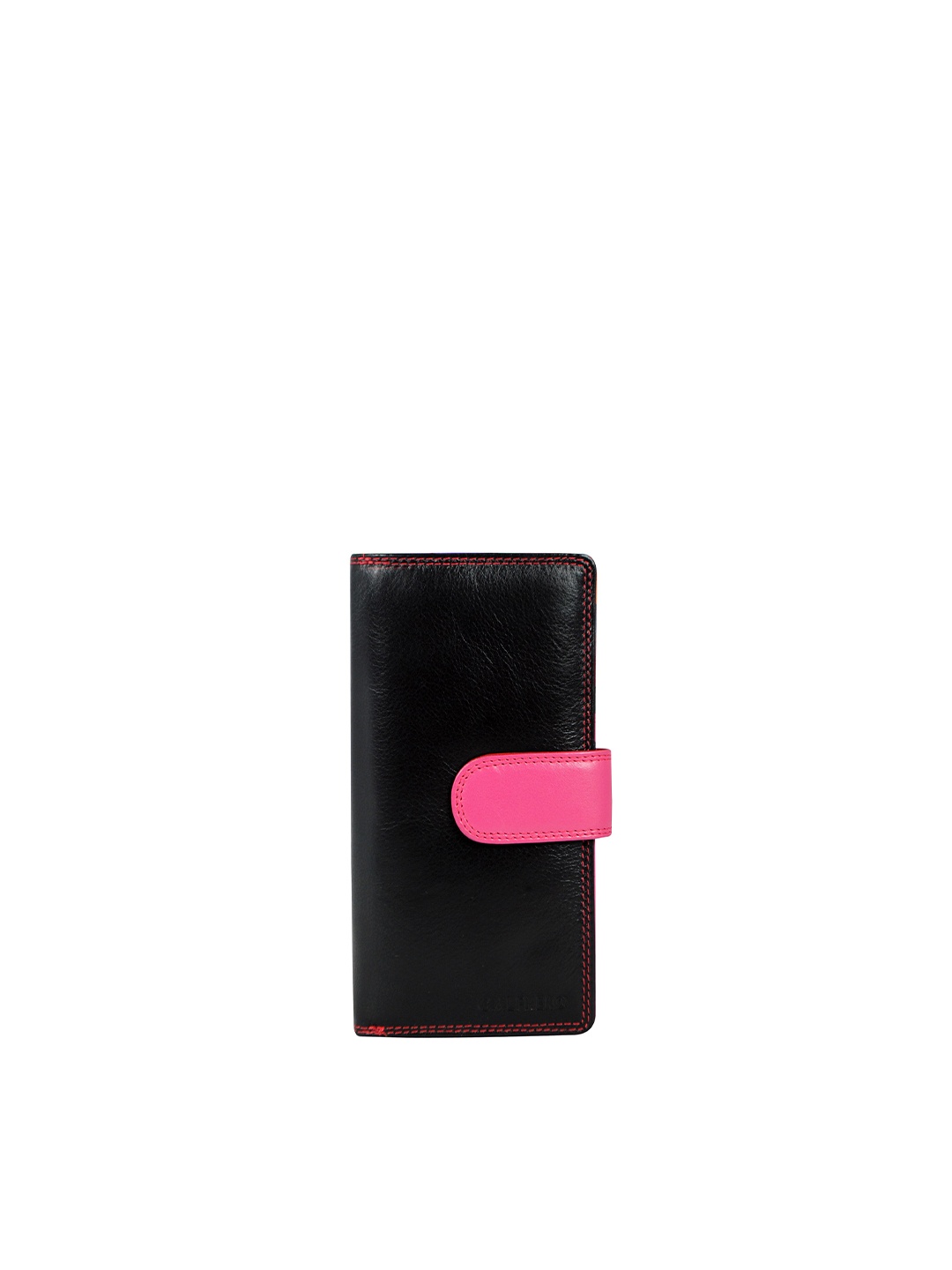 

CALFNERO Women Black & Pink Leather Two Fold Wallet