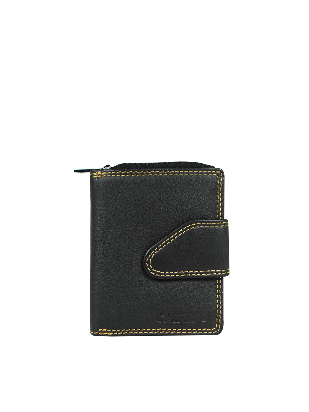 

CALFNERO Women Black Leather Two Fold Wallet