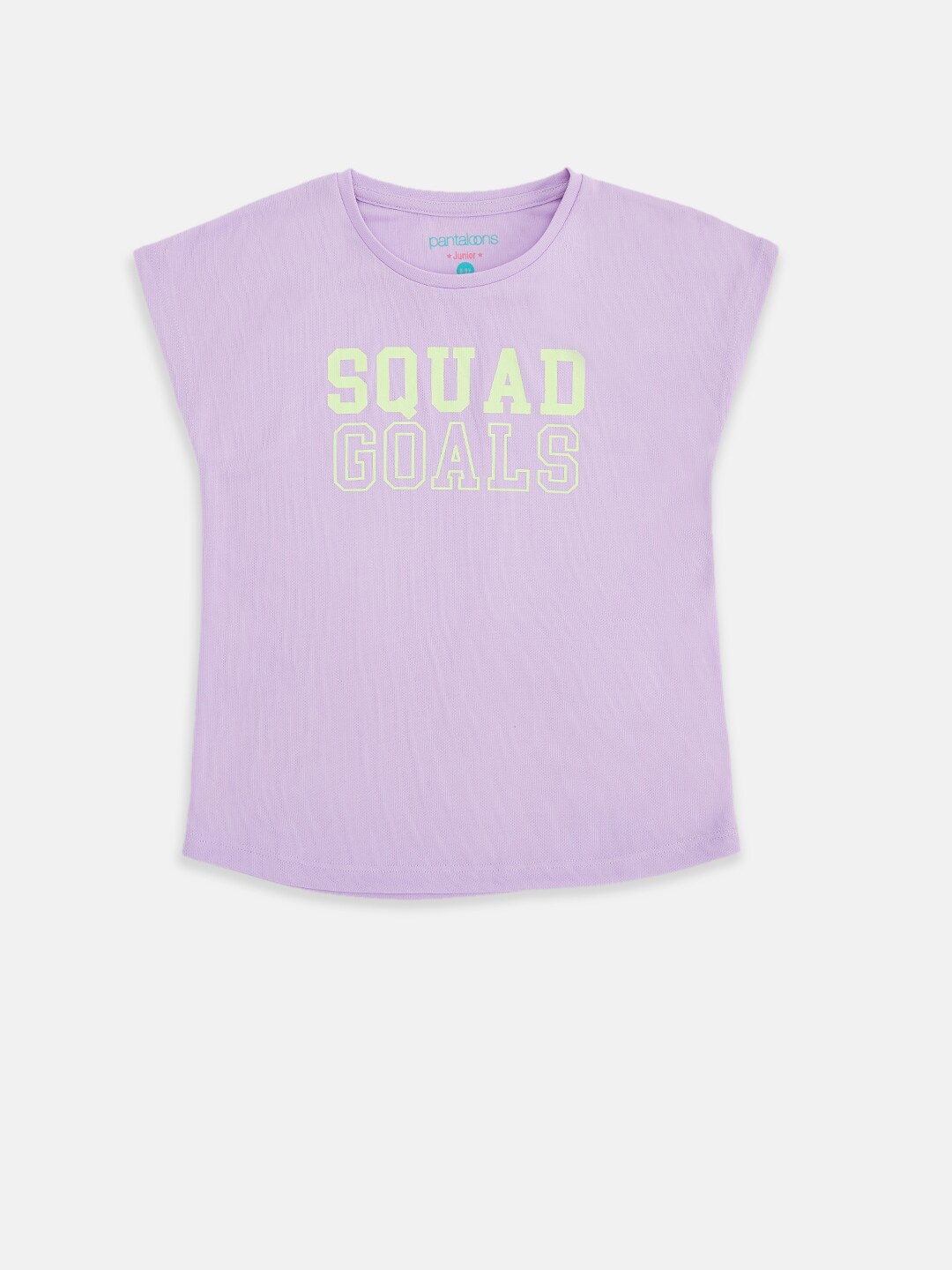 

Pantaloons Junior Girls Lavender Typography Printed Extended Sleeves T-shirt