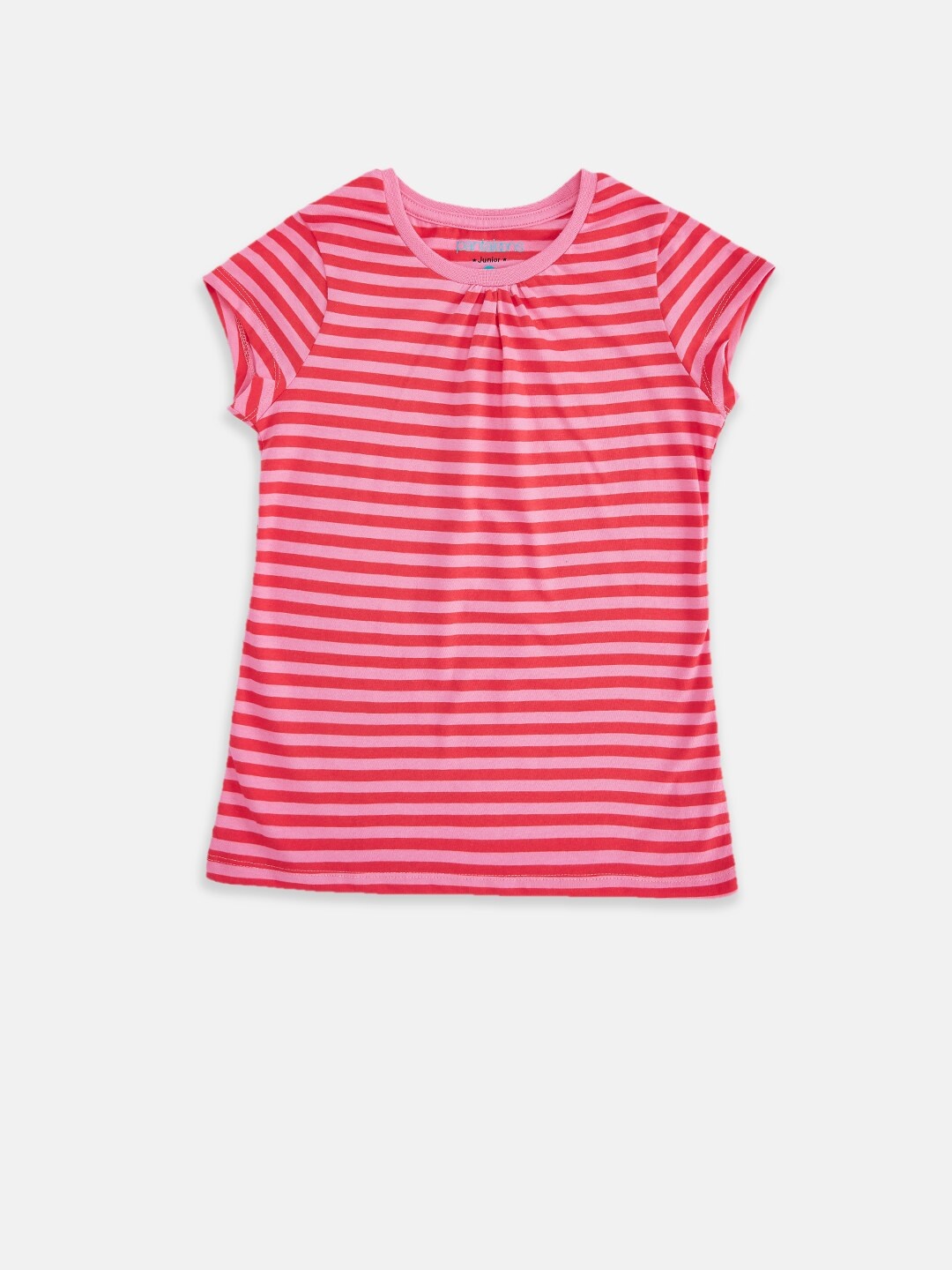 

Pantaloons Junior Girls Red Striped T-shirt