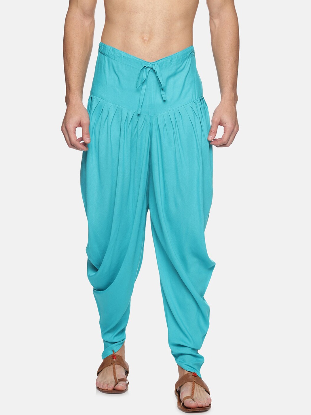 Sethukrishna Men Turquoise Blue Solid Dhoti Pants
