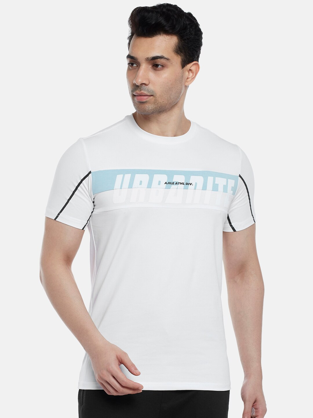 

Ajile by Pantaloons Men White Typography Printed Slim Fit T-shirt