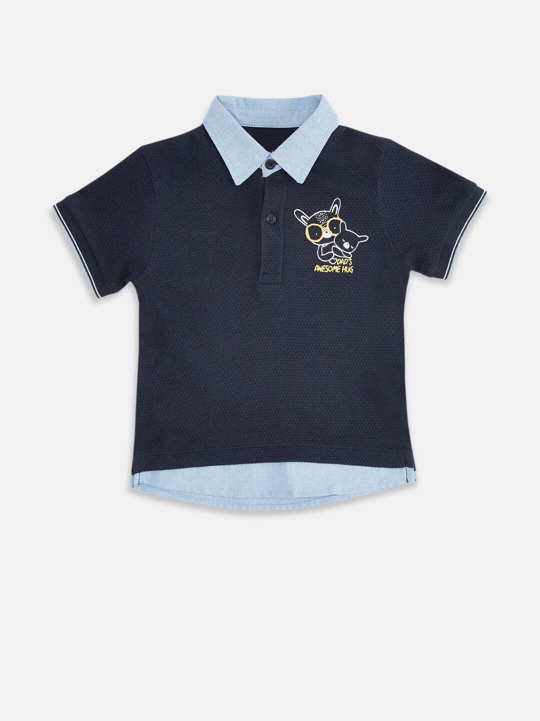 

Pantaloons Baby Boys Navy Blue Polo Collar Cotton T-shirt