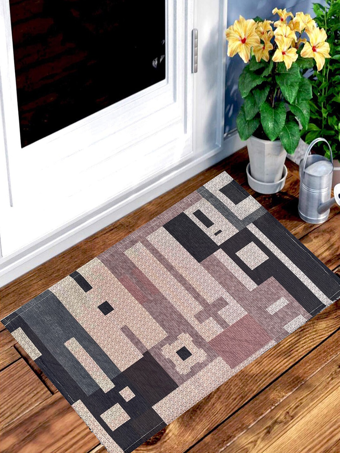 

BELLA TRUE Set of 2 Brown Abstract Printed Anti-Skid Door Mat