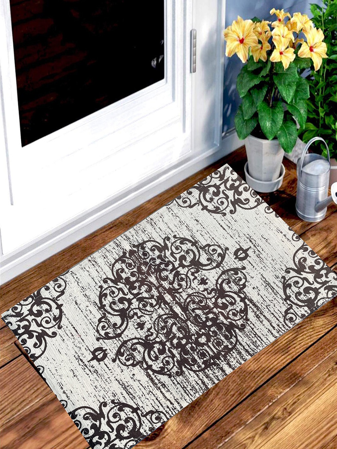 

BELLA TRUE Set of 2 Brown & White Printed Anti-Skid Doormats