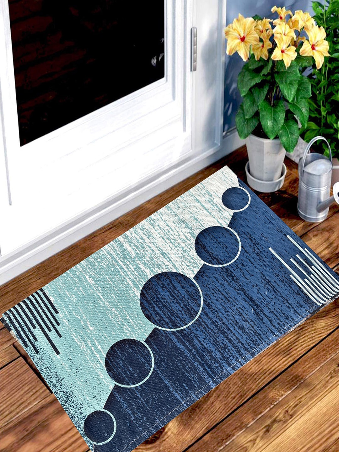 

BELLA TRUE Set of 2 Blue Printed Anti-Skid Door Mat