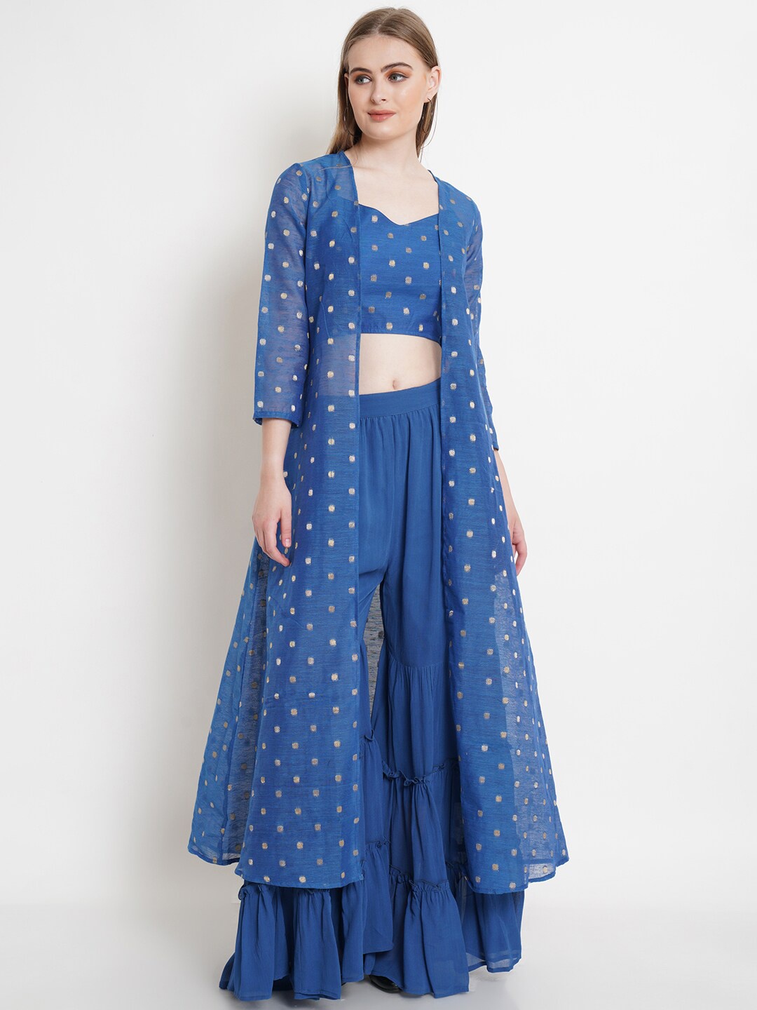 

Purple State Women Blue Printed Top with Sharara