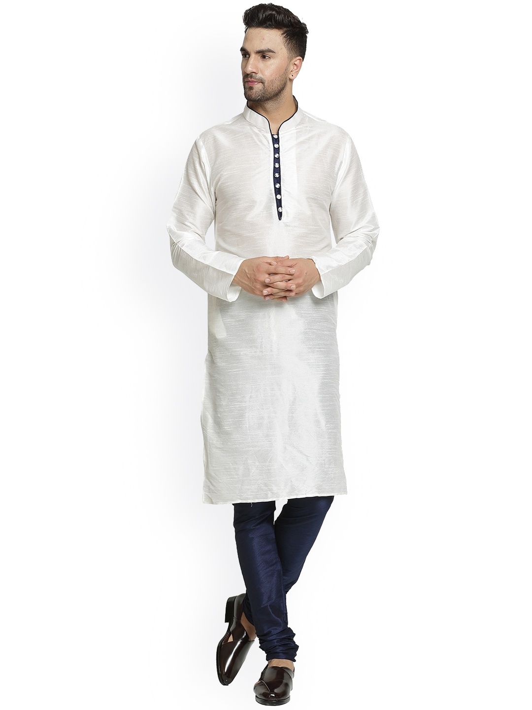 

Kaifoo Men White Solid Kurta with Pyjamas