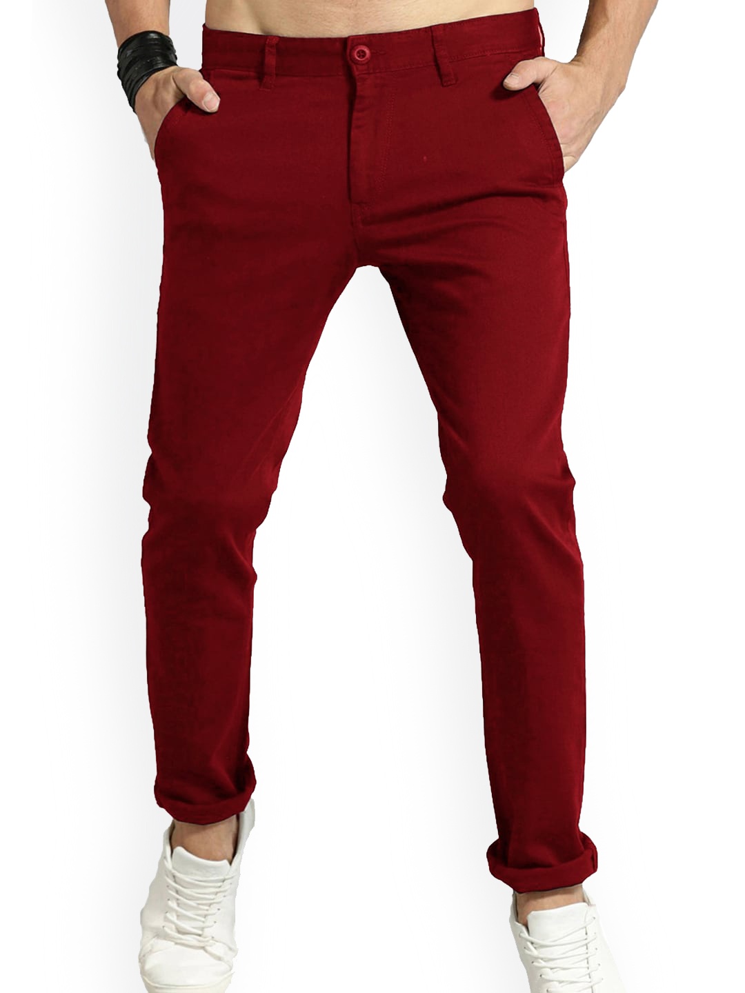 

AD & AV Men Maroon Solid Classic Easy Wash Trousers