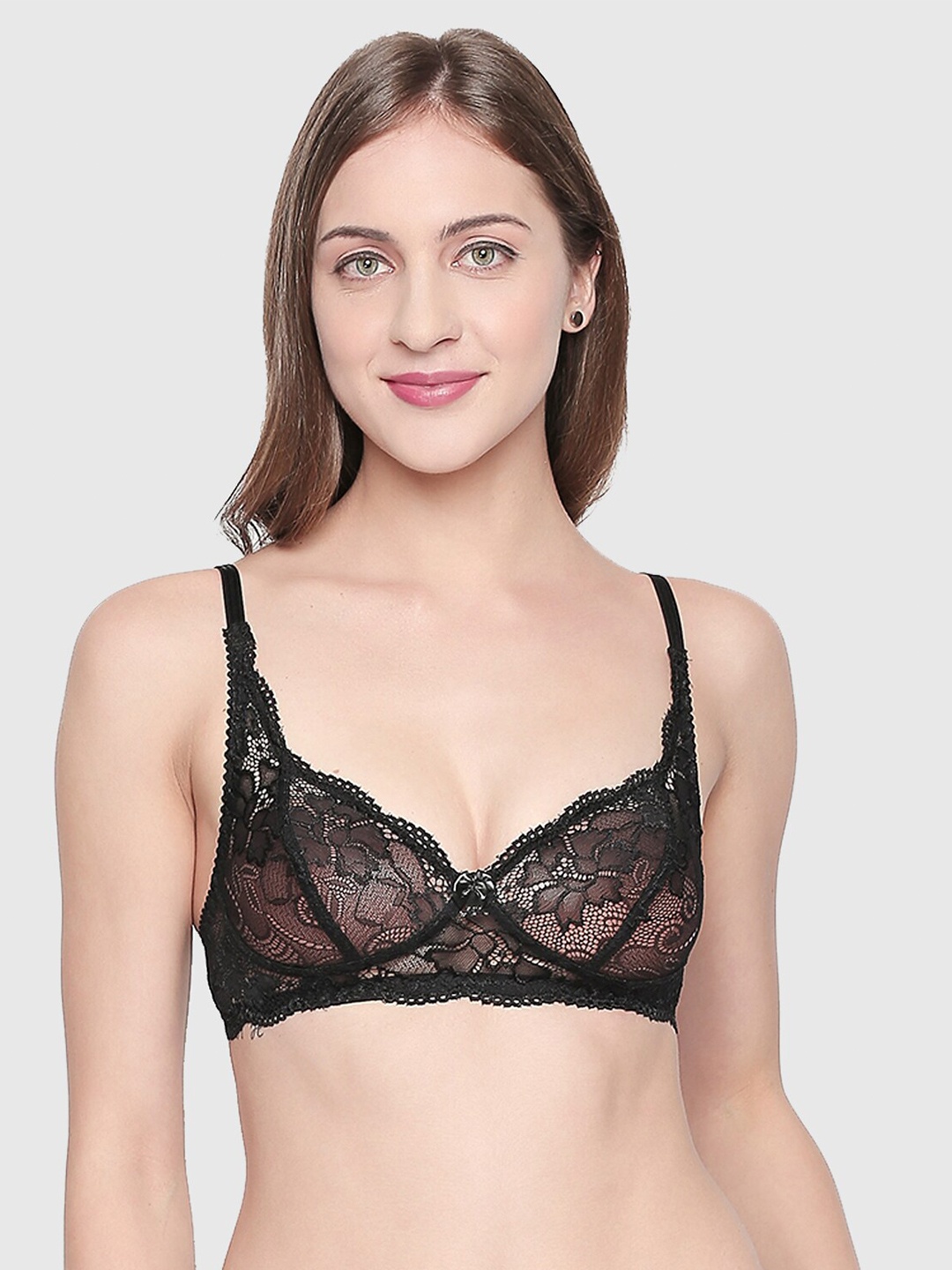 

Lady Love Black Floral Lace Bra LLBR9057