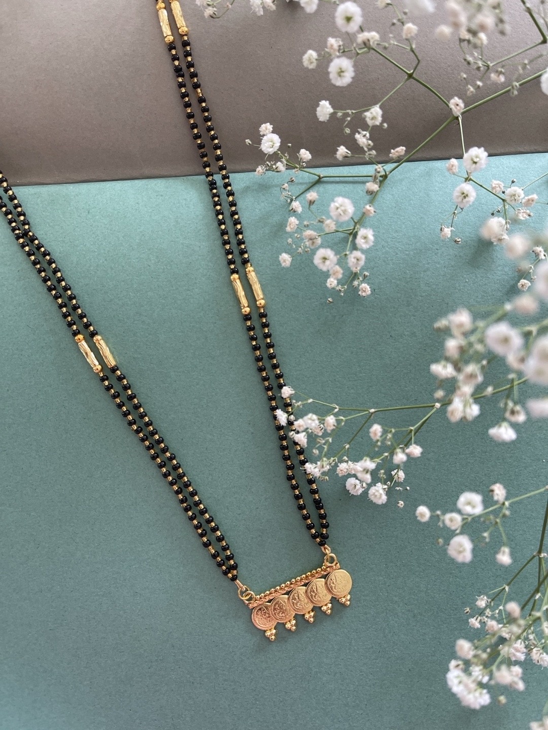 

Digital Dress Room Gold-Plated Black Beaded Mangalsutra
