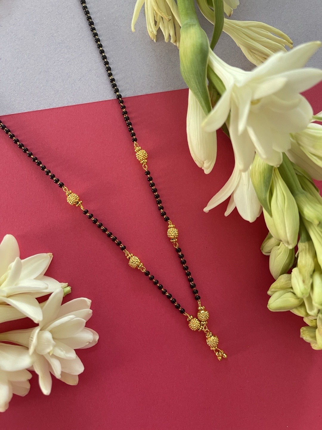 

Digital Dress Room Gold-Plated Black Beaded Mangalsutra