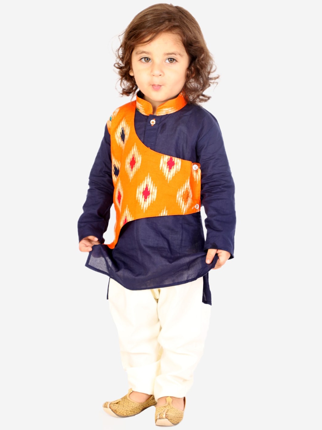 

KID1 Boys Orange Pure Cotton Kurta with Trousers