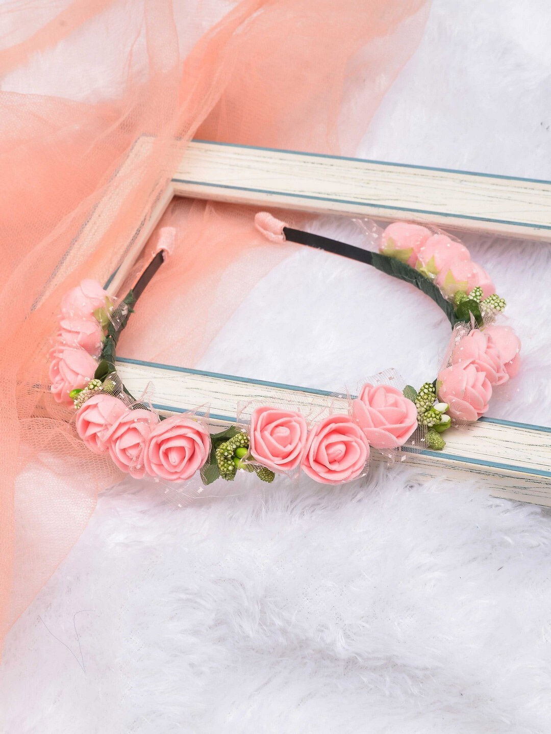 

POPLINS Girls Peach-Coloured & Green Tiara
