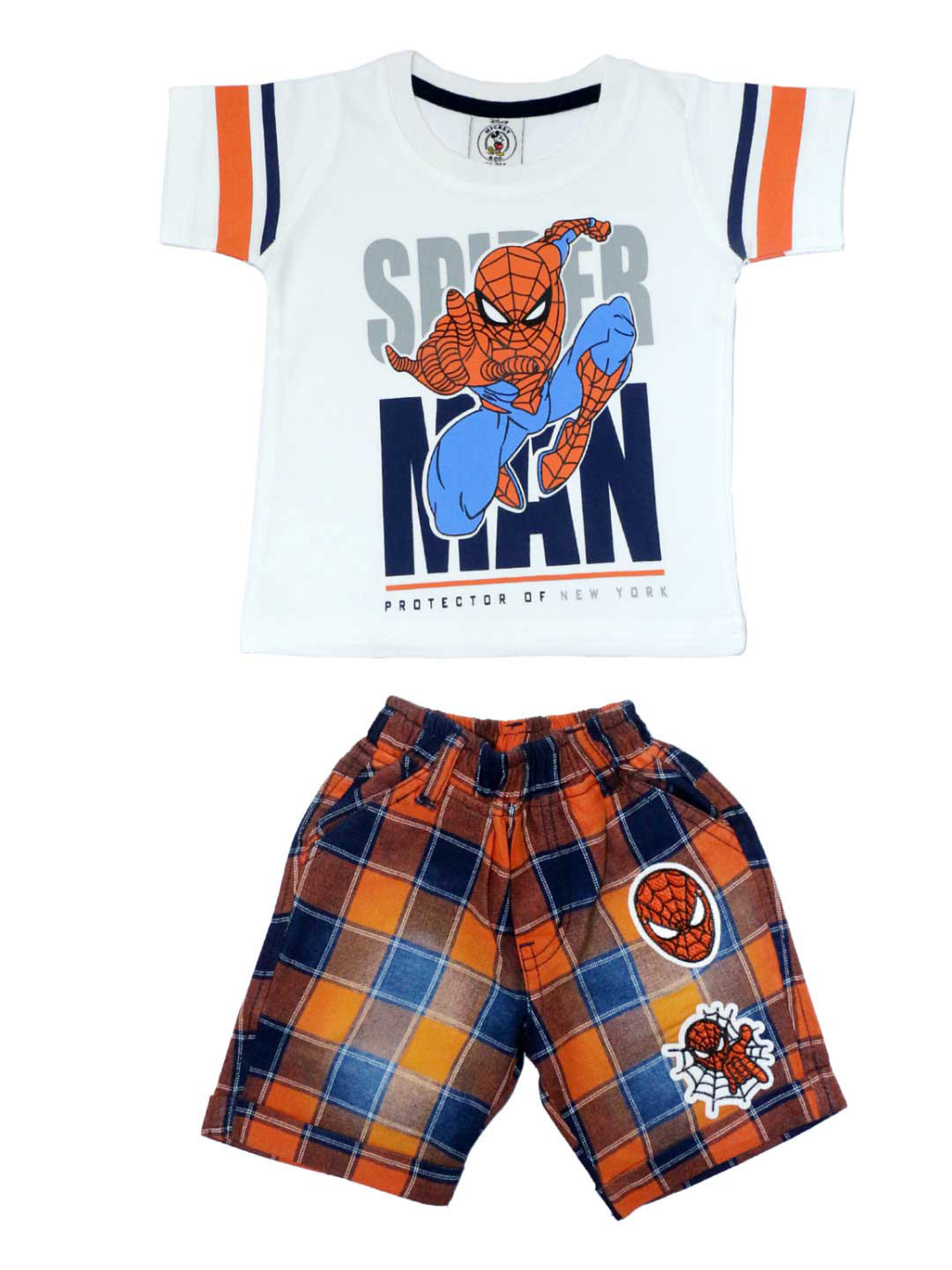 

BFF Boys White & Blue Spiderman Printed T-shirt with Shorts