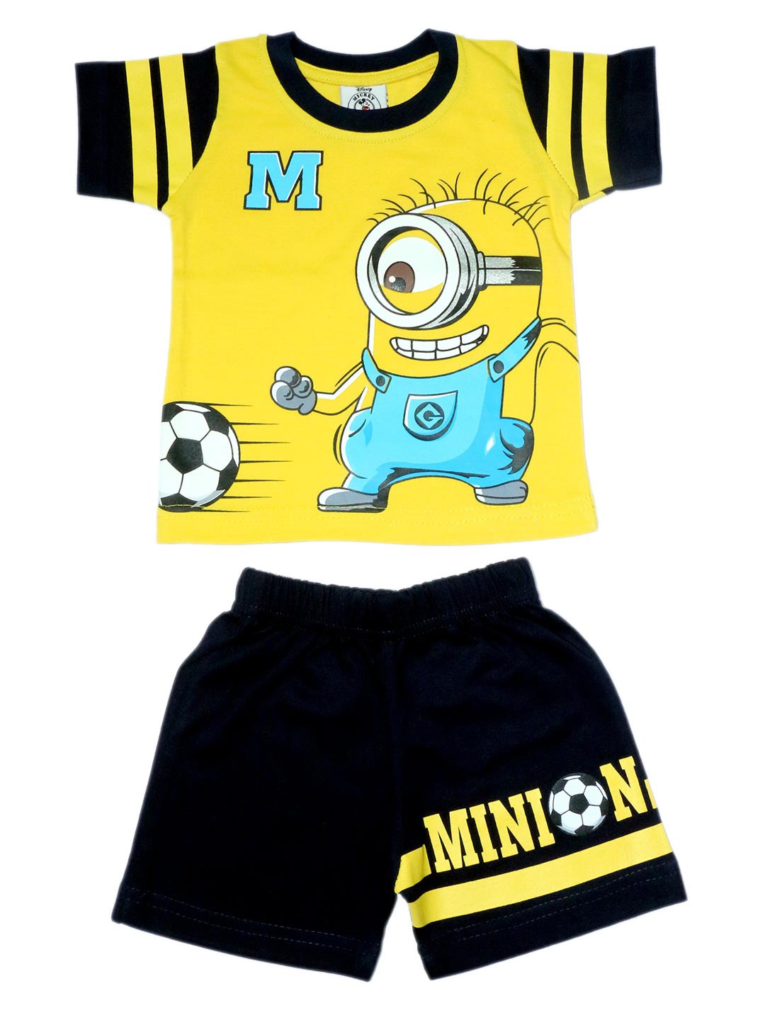 

BFF Boys Yellow & Black Printed Cotton T-shirt with Shorts