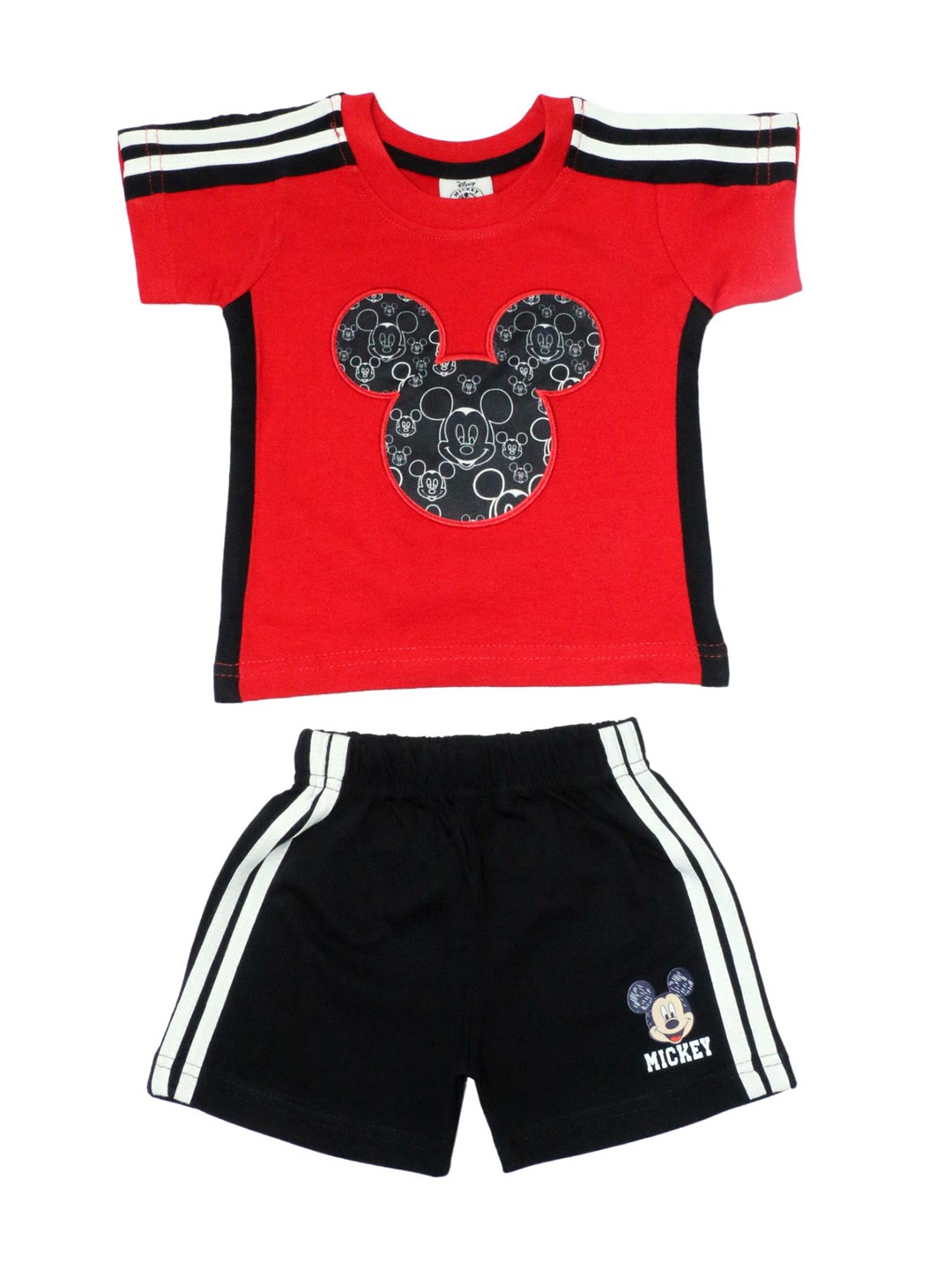 

BFF Boys Red & Black Mickey Mouse Printed T-shirt with Shorts