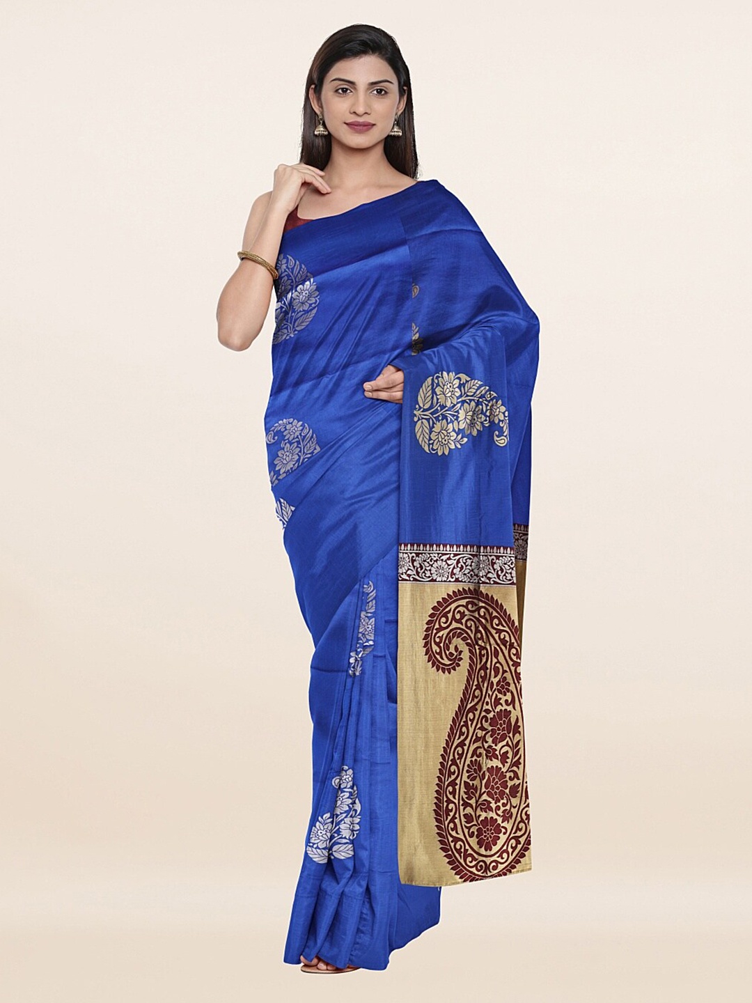 

Pothys Blue & Maroon Woven Design Zari Art Silk Saree