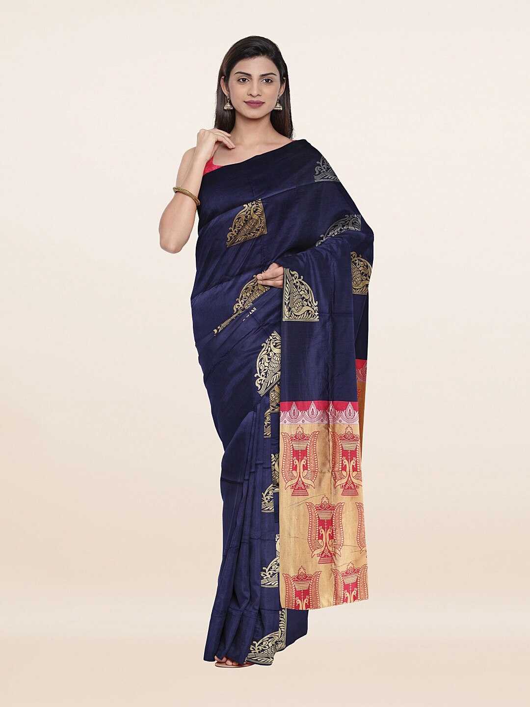 

Pothys Women Blue Color Woven Design Zari Art Silk Saree