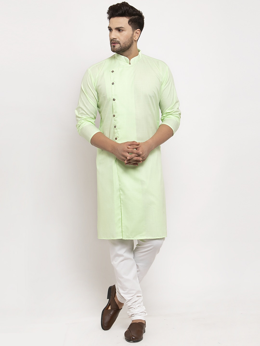 

Benstoke Men Green Solid Kurta
