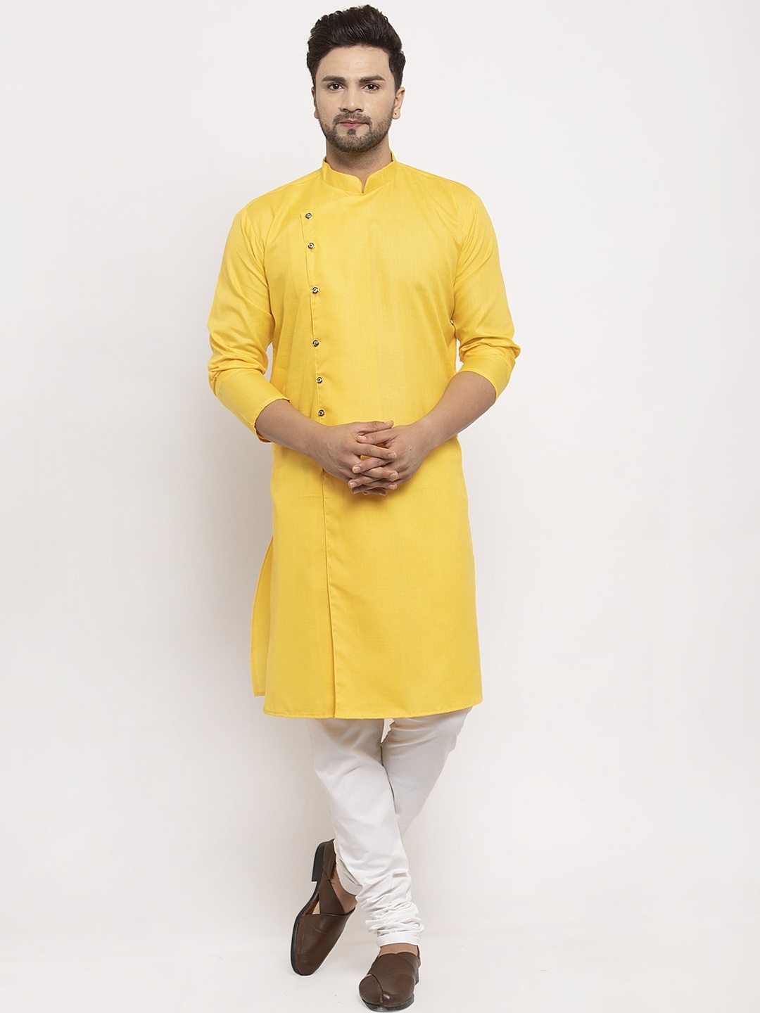 

Benstoke Men Yellow Thread Work Kurta