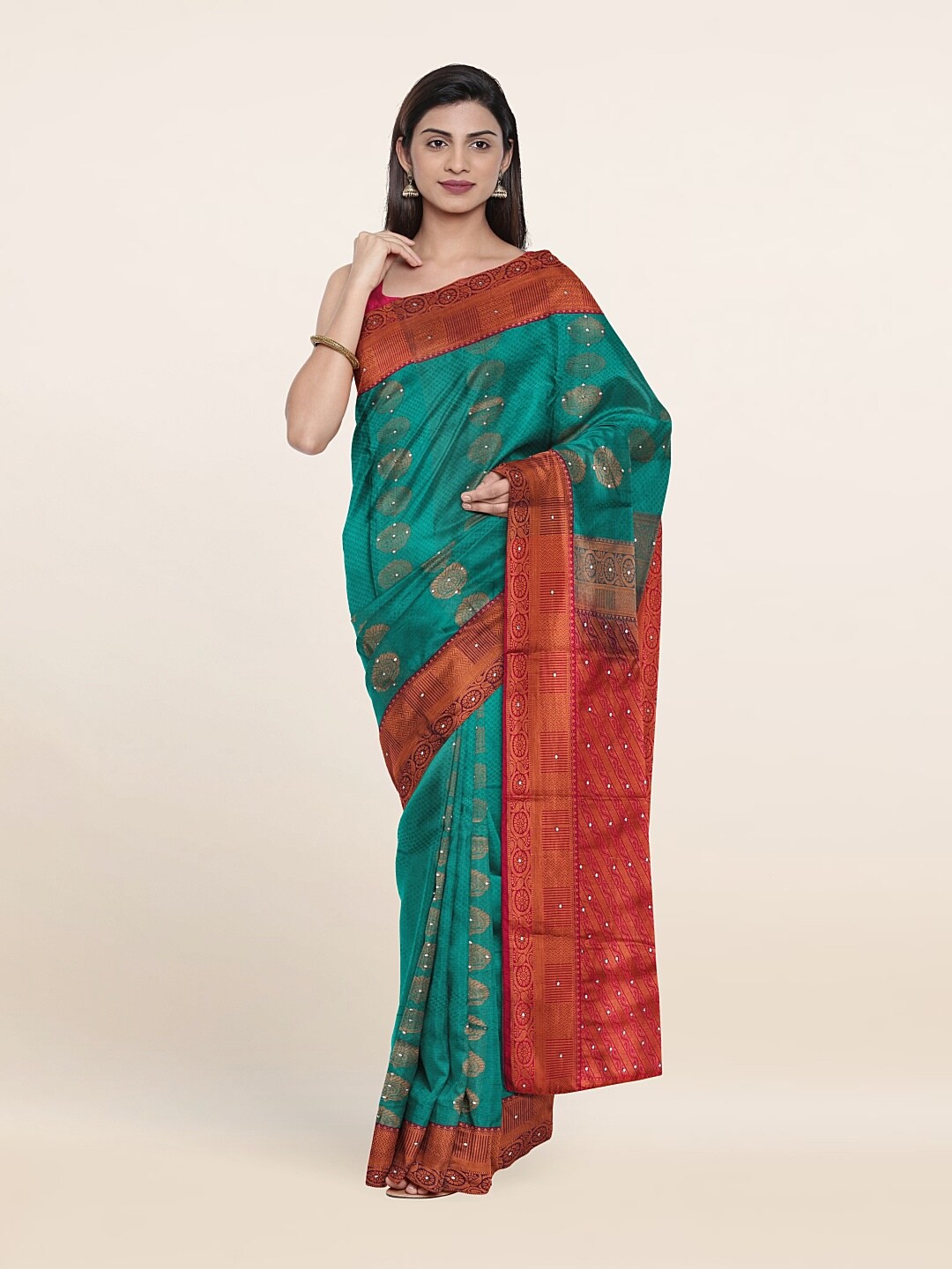 

Pothys Green & Maroon Woven Design Pure Silk Saree