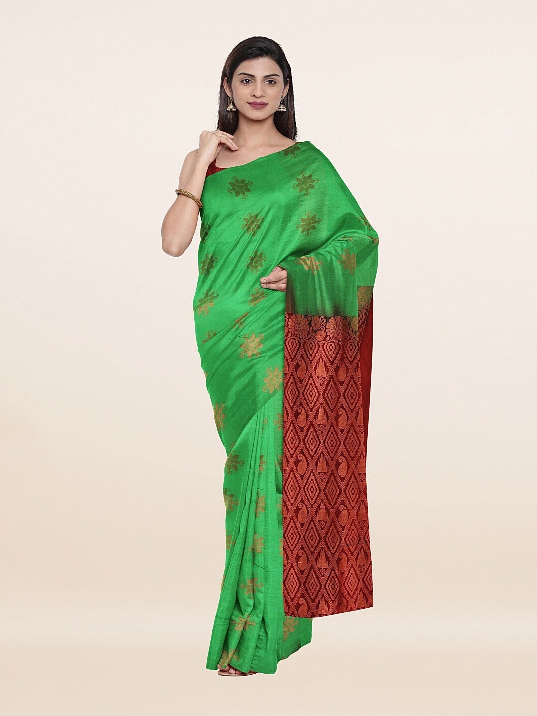 

Pothys Green & Maroon Woven Design Zari Art Silk Saree