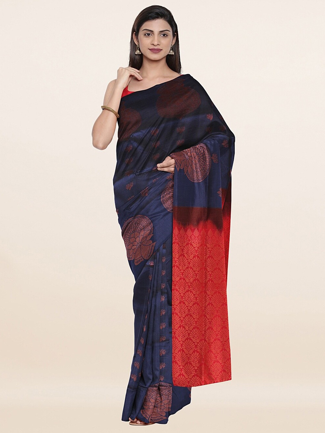 

Pothys Blue & Red Woven Design Art Silk Saree