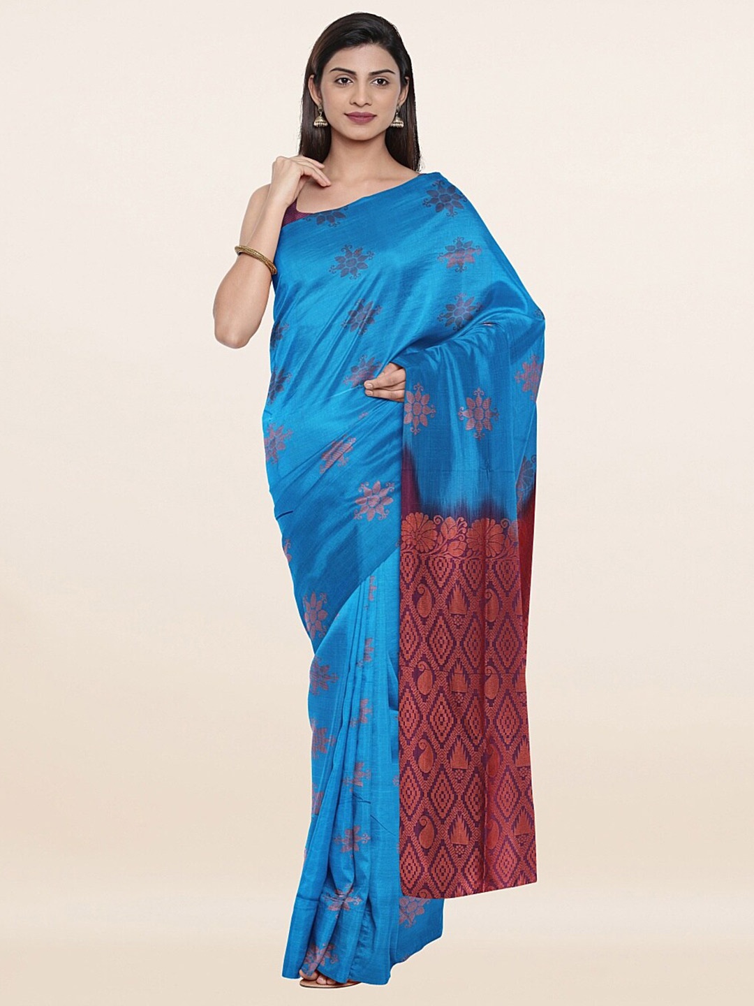 

Pothys Blue & Purple Ethnic Motifs Zari Art Silk Saree