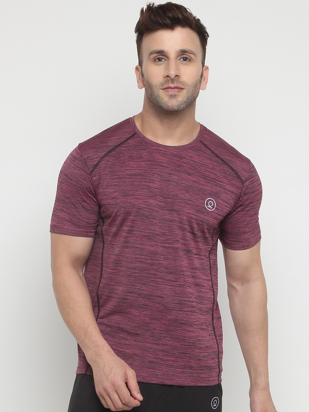 

Chkokko Men Magenta Applique Outdoor T-shirt