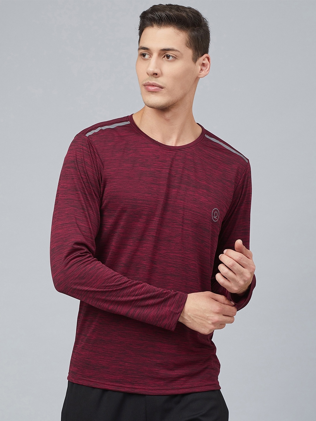 

CHKOKKO Men Red Self Design Dri-FIT Sports T-Shirt