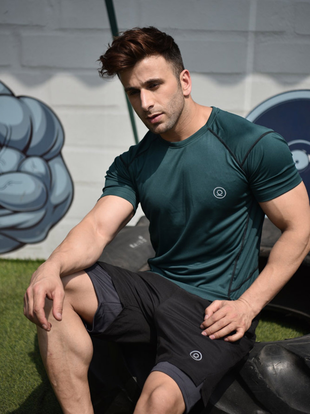 

Chkokko Men Green Solid Dri-FIT Sports T-Shirt