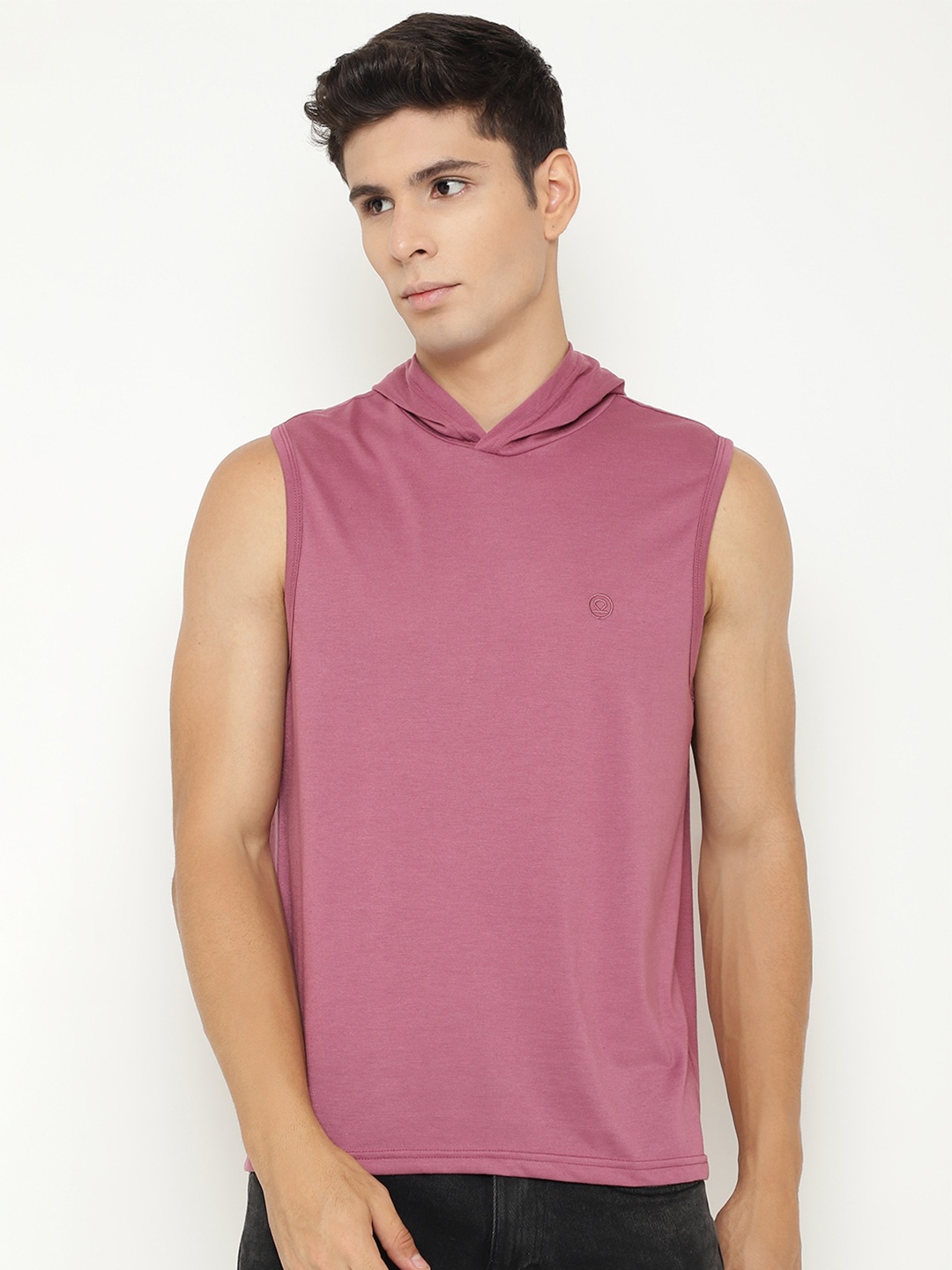 

Chkokko Men Mauve Outdoor Hooded T-shirt