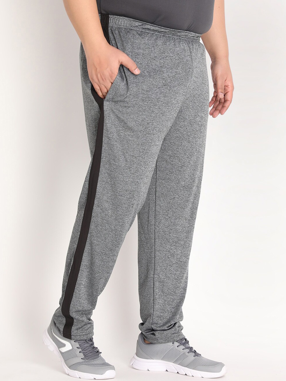 

CHKOKKO Plus Men Grey Solid Sports Track Pants