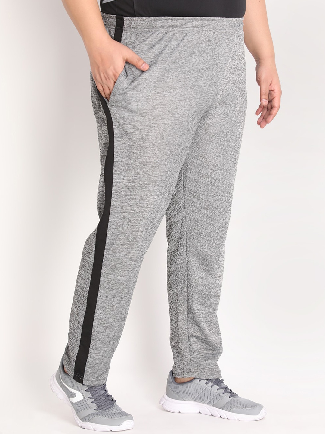 

CHKOKKO Plus Men Grey Solid Track Pants