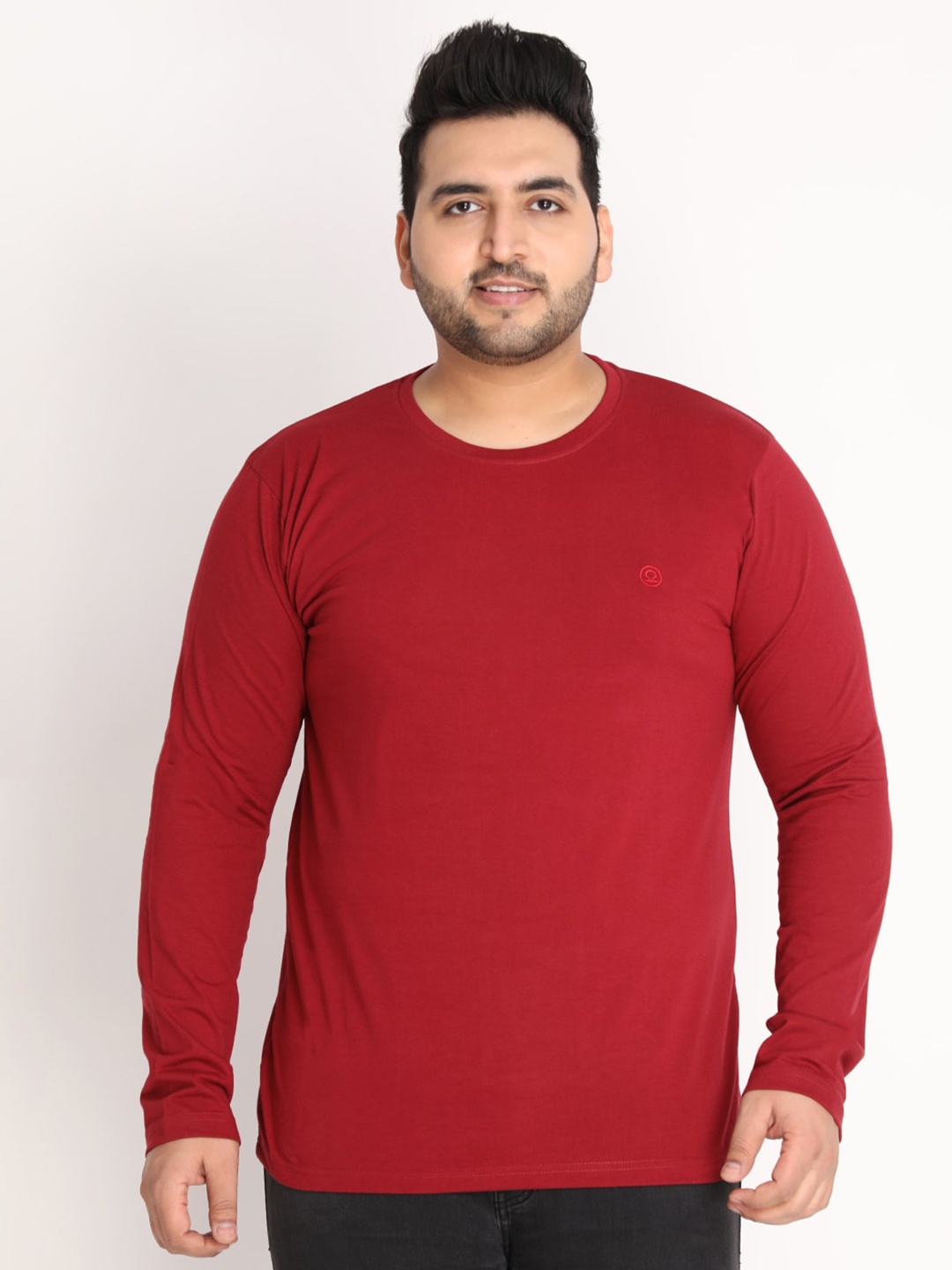 

CHKOKKO Plus Men Maroon T-shirt