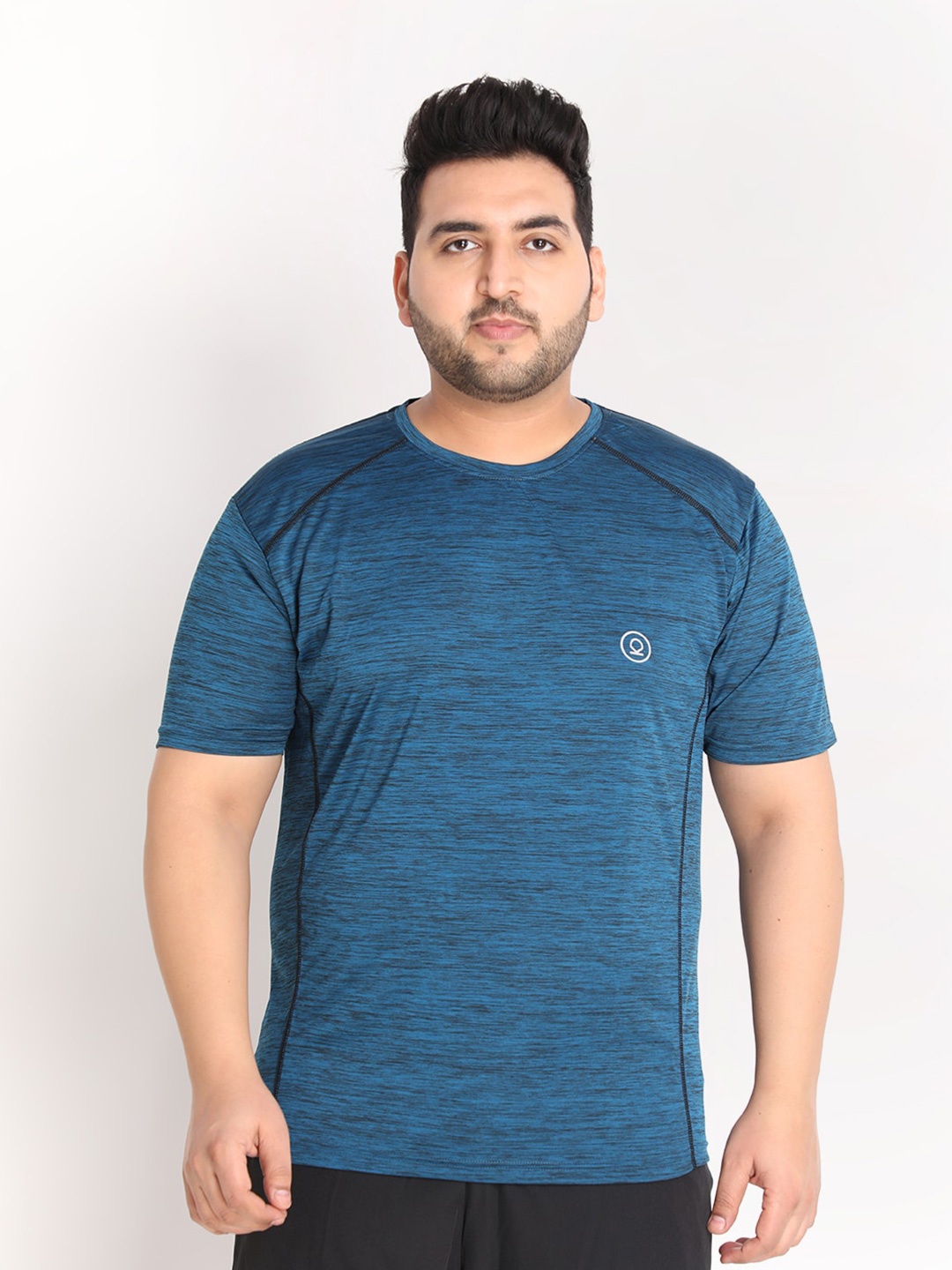 

CHKOKKO Plus Men Turquoise Blue Solid Dri-FIT Regular T-shirt