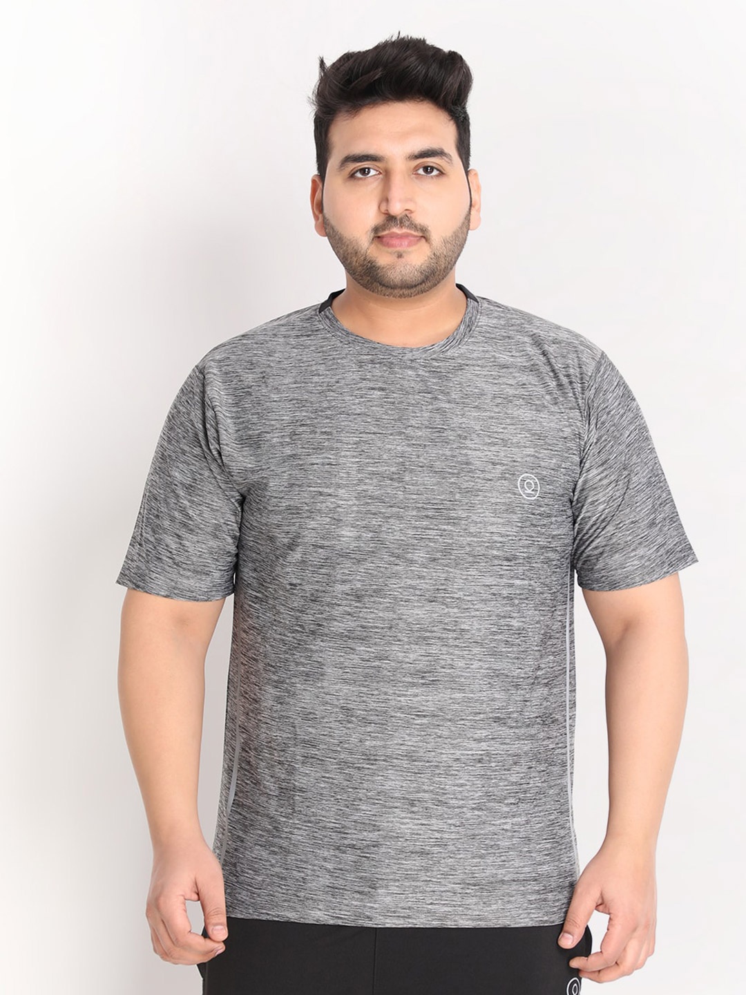 

CHKOKKO Plus Men Grey Dri-FIT Training or Gym T-shirt