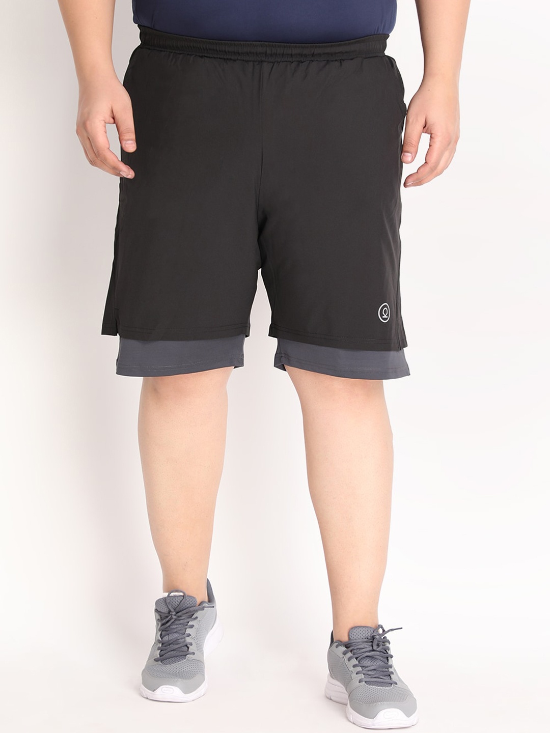 

CHKOKKO Plus Men Black Running Sports Shorts