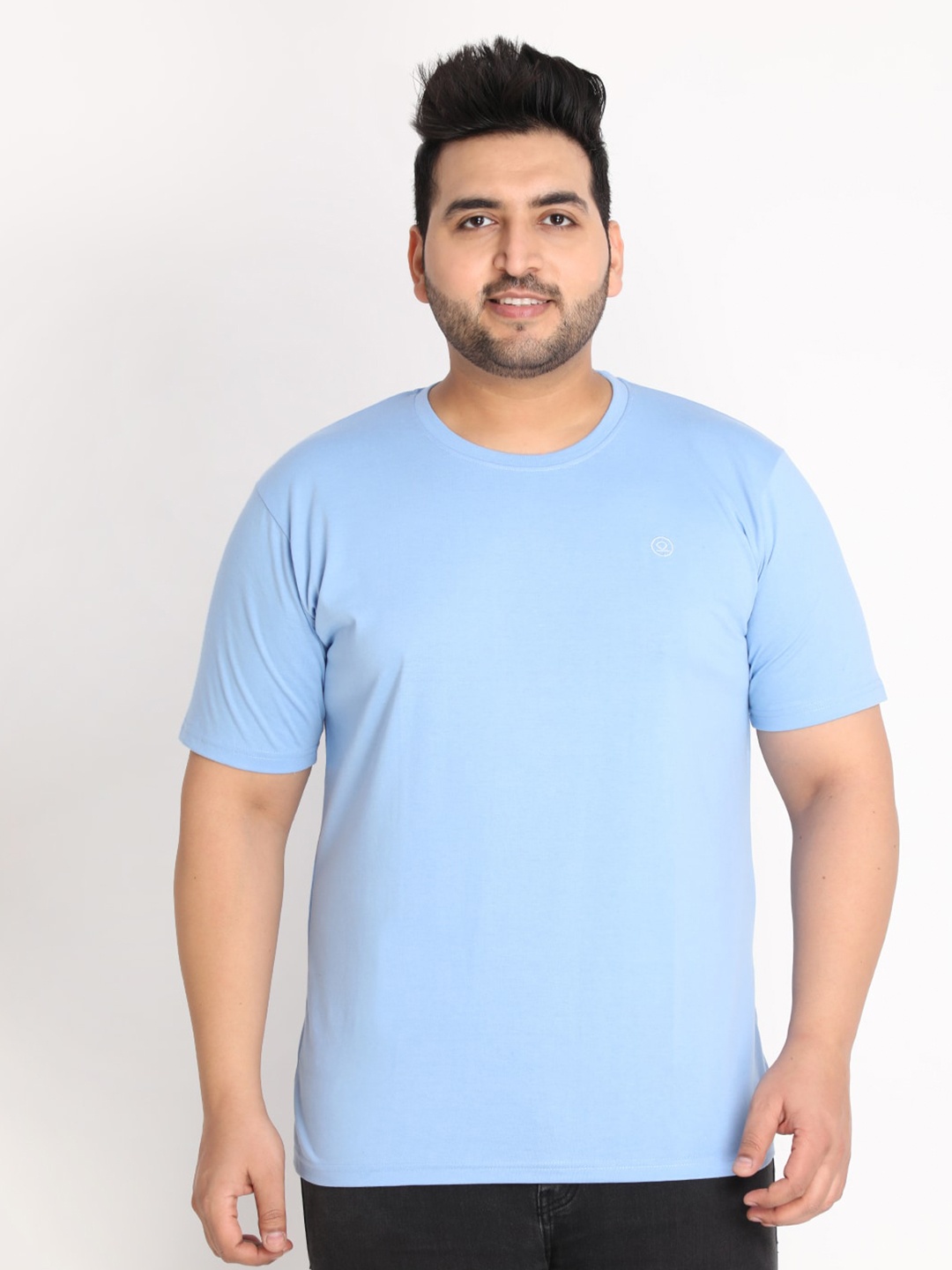 

CHKOKKO Plus Men Blue Outdoor Cotton T-shirt