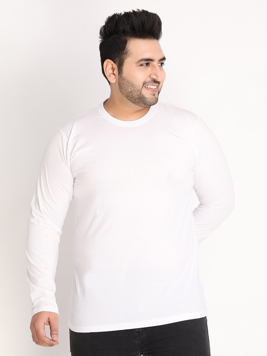 

CHKOKKO Plus Men White Solid T-shirt