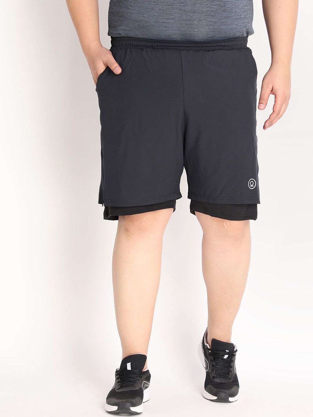 

CHKOKKO Plus Men Charcoal Grey Running Sports Shorts